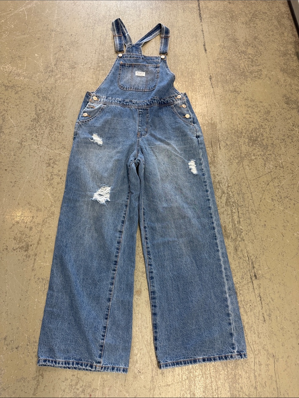 Wallflower Light Blue Distressed Denim Overalls